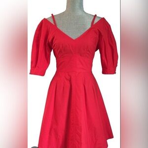 Derek Lam/10 Crosby RED Off-the-Shoulder Skater Dress…Size 6
